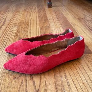 Red pointed toe flats